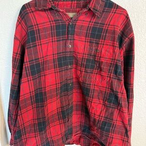 Red and Black Plaid Flannel Shirt